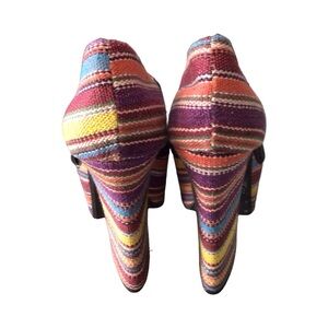 Fahrenheit Multicolor Striped Platform Heels